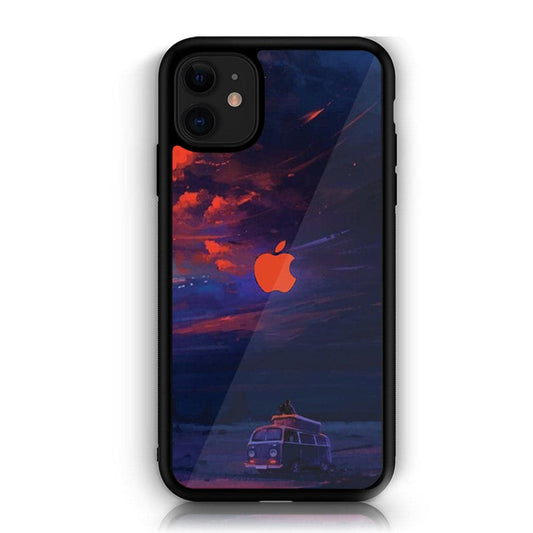 iPhone 11 Apple Logo Design 3 Premium Printed Glass soft Bumper shock Proof Case CS-20777 CS-29621